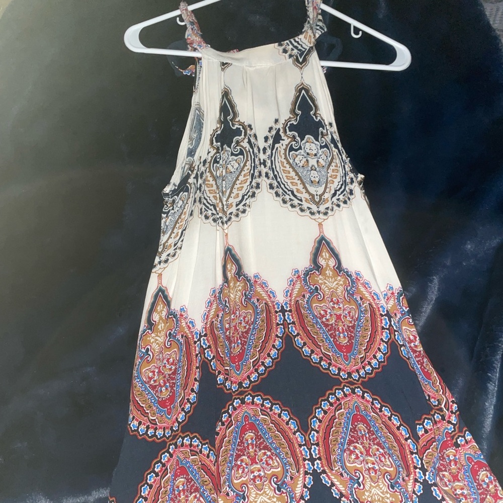 Bohemian Tunic Tie Neck Dress
